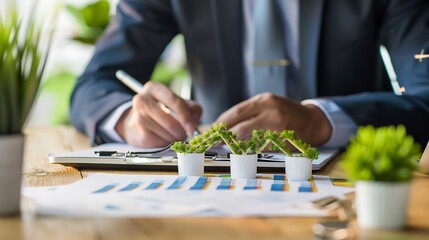 Aufkleber - 2024 business planning and strategy concept Analytical businessman planning business growth 2024 digital marketing profit income economy stock market trends and business 2024 trend : Generative AI