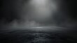 © The Little Hut - Abstract image of dark room concrete floor Black room or stage background for product placementPanoramic view of the abstract fog White cloudiness mist or smog moves on black backgroun : Generative AI