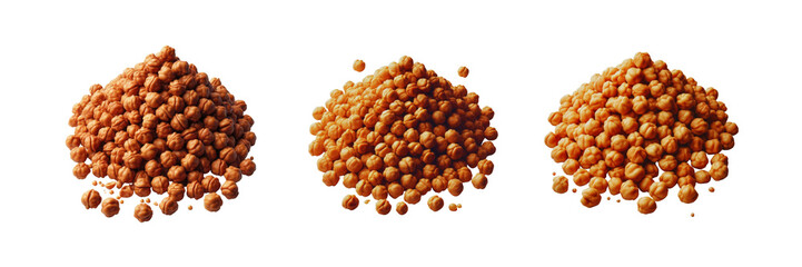 Wall Mural - Set of A pile of roasted chickpeas, isolated over on transparent white background