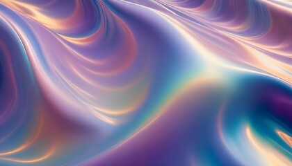 Wall Mural - Abstract image of a flowing, iridescent liquid with a holographic effect. The colors blend and shift, creating a mesmerizing and dynamic visual.