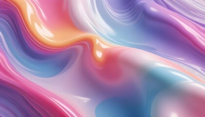 Wall Mural - An abstract image of a flowing, iridescent liquid with a holographic effect. The colors blend and shift, creating a mesmerizing and dynamic visual.