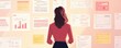 © Chano_1_na - A woman analyzes data and charts on a wall, representing research, planning, and strategic thinking in a modern workspace.