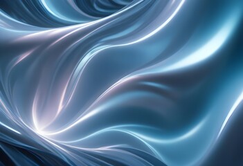 Poster - Abstract image of smooth, flowing lines in shades of blue and white, creating a sense of elegance and fluidity. The colors and lines create a shimmering, iridescent effect.