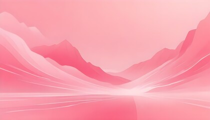 Wall Mural - Abstract image of pink mountains with a foggy, white horizon, creating a soft and dreamy landscape.