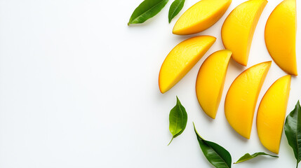 Wall Mural - sliced mango isolated on white background 