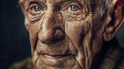 Canvas Print - Headshot of an old man full of wrinkles