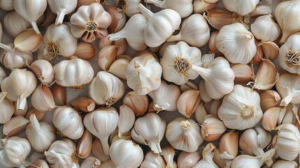 Wall Mural - Heap of organic raw garlic full frame background banner