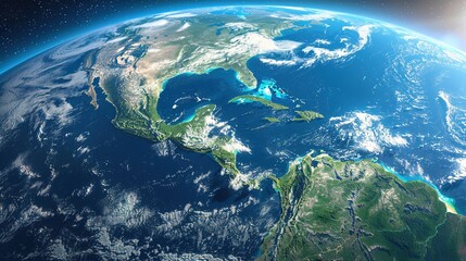 Wall Mural - High resolution satellite view of Planet Earth, focused on North and Central America, Mexico, USA, Canada, Alaska and Greenland