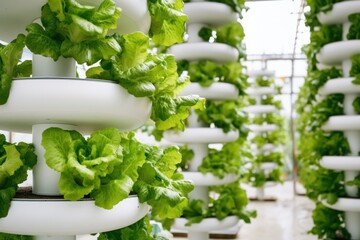 Wall Mural - Organic vertical farming vegetable lettuce plant.