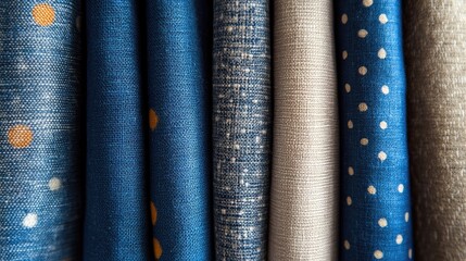 Variety of fabric rolls showing texture and patterns