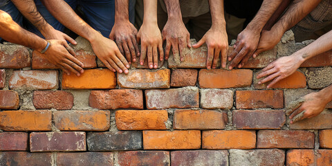 Brick Bonding: A group of friends and family members bonding over the shared experience of building a wall together