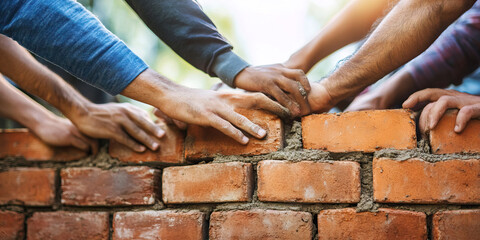 Brick Bonding: A group of friends and family members bonding over the shared experience of building a wall together