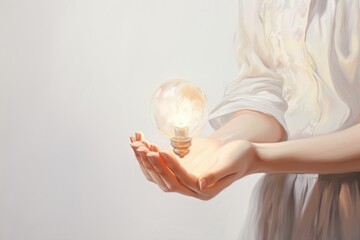 Canvas Print - Light lightbulb holding adult.