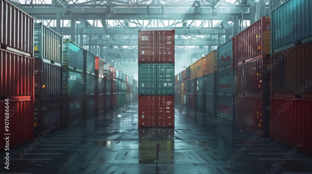 A warehouse holding standard cargo containers for temporary storage ...