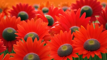 Wall Mural - several rows of tulips in a field with an insect on the stem and the leaves