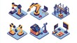 © CreativeVista - Isometric Icon Set of Industry 4.0 Technologies in Smart Manufacturing Plant