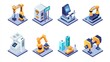 © CreativeVista - Isometric Icon Set of Industry 4.0 Technologies in Smart Manufacturing Plant