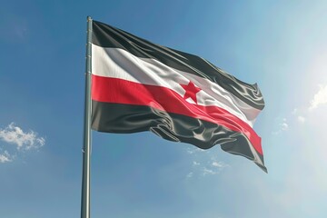 Wall Mural - Independence Flag of Syria blowing in the wind. Full page Syrian flying flag