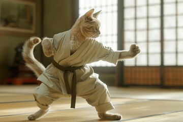 Wall Mural - Karate cat