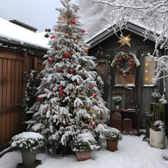 Poster - christmas tree in the snow