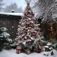 Poster - christmas tree in the snow