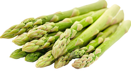 A brunch of fresh green asparagus spears, isolated on transparent background