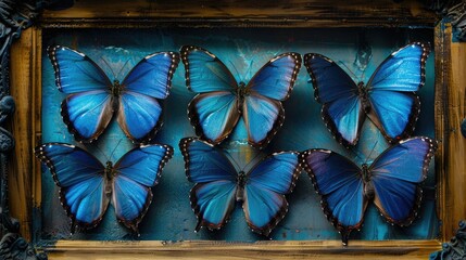 Blue butterflies in frame