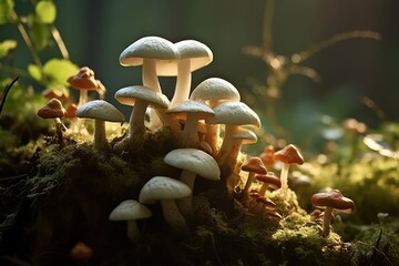 Poster - Nature background mushroom fungus plant.