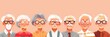 © Anna - Cheerful illustration of row elderly people with stylish glasses, radiating joy and togetherness