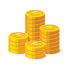 Wall Mural - heap of gold coins with us dollar currency sign vector illustration isolated on white background. mo