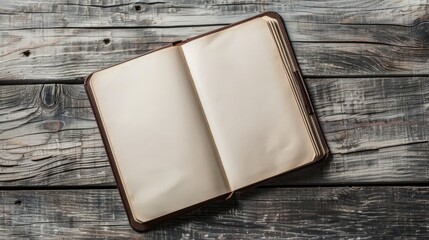 Canvas Print - Brown notebook placed on a pleasant table background