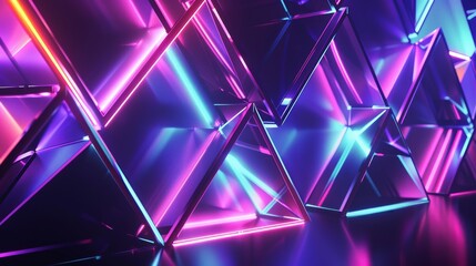 Poster - Abstract Background of Triangle Shapes in Dark Background