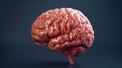 Wall Mural - A brain is shown in a close up on a dark background