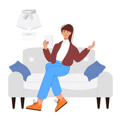 Wall Mural - Character based flat illustration of online shopping 


