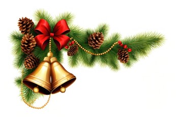 Wall Mural - Christmas corner ornament christmas ribbon bell.