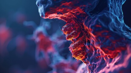 Wall Mural - A close up of a red and blue blob with a red and orange swirl