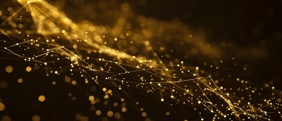 Poster - Abstract Digital of Dots and Lines in Gold Color and White Background