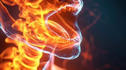 Wall Mural - A close up of a skull with flames coming out of it