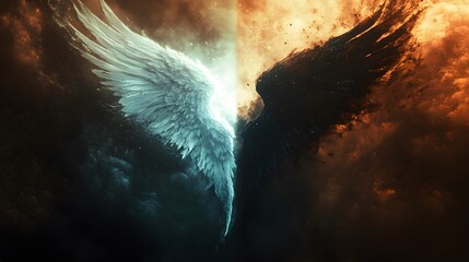 Poster - Light and Dark Angel Wings.