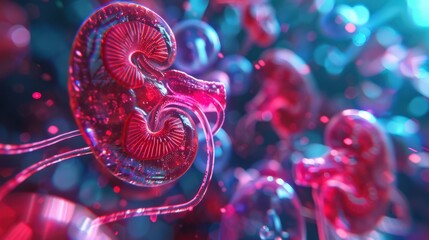 Wall Mural - a close up of a pink and blue organ with a red stem