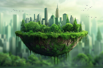 Wall Mural - Green city, Earth Day, World Environment Day and sustainable development concept,