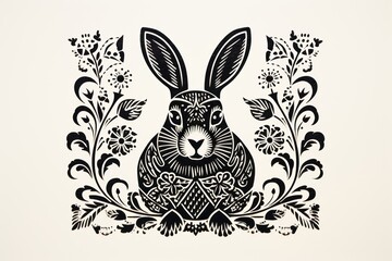 Canvas Print - Easter bunny pattern drawing animal.