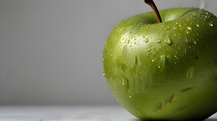 Green juicy apple slice isolated on a white background with full depth of field. By Grey...