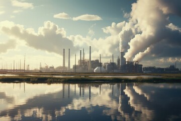 Canvas Print - factory industry pollution architecture landscape outdoors.