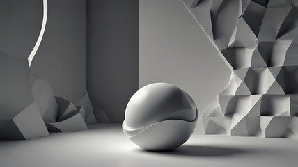 Dynamic 3D abstract minimalism artful design with generous. Generative Ai.