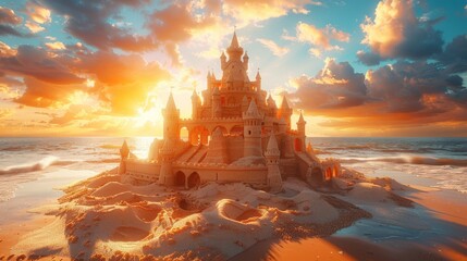 Canvas Print - Sandcastle  Sunset  Magic