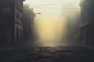 Poster - Foggy street outdoors alley city.