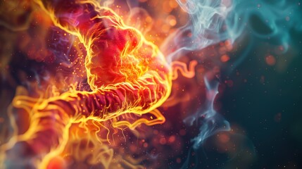 Wall Mural - A fiery red object with a long, twisted shape