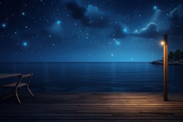 Wall Mural - Night sky sea outdoors.