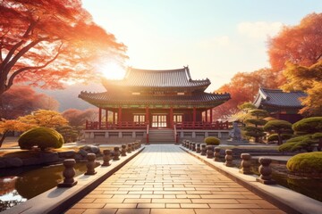 Poster - Temple Tranquility architecture tranquility building.